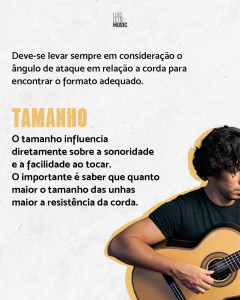 Orientação visual sobre o tamanho das unhas para tocar violão