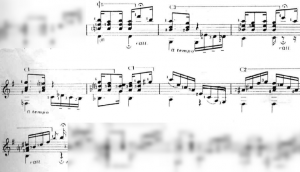 Trecho de Choros número 1 mostrando uma sequência musical