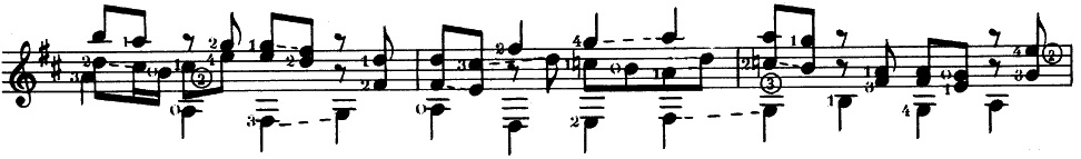 Trecho da Fuga BWV 998 mostrando várias vozes