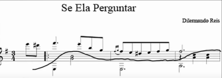Melodia destacada sobre o acompanhamento em Se Ela Perguntar