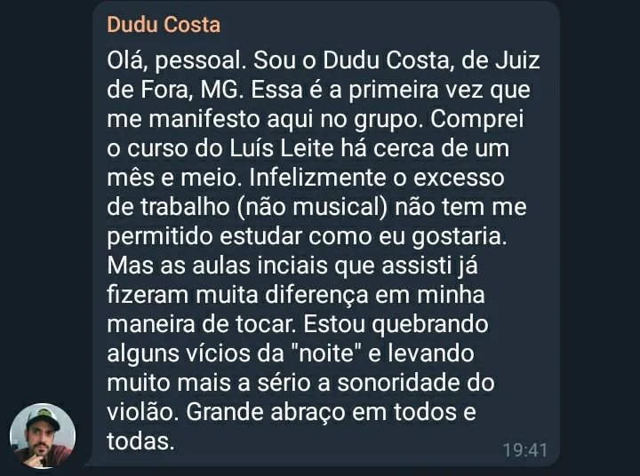 Depoimento de aluno