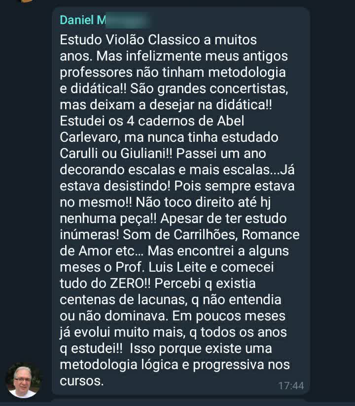 Depoimento de aluno