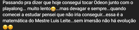 Depoimento de aluno