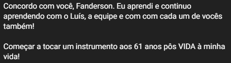 Depoimento de aluno