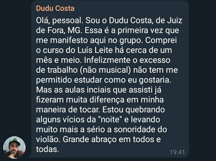 Depoimento de aluno