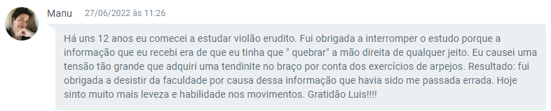 Depoimento de aluno