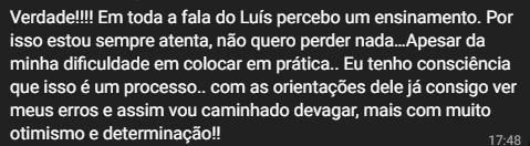 Depoimento de aluno